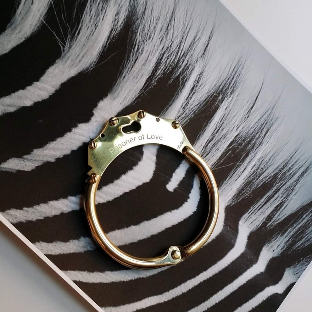 Love solid brass bangle bracelet handcuffs